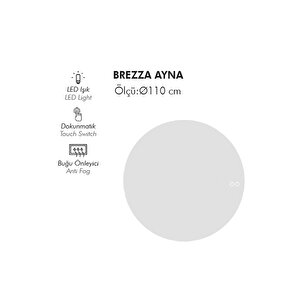 Brezza 110 Cm Buğu Önleyici Led Ayna