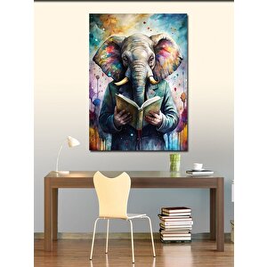 Kanvas Tablo Kitap Okuyan Fil 100x140 cm