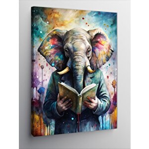 Kanvas Tablo Kitap Okuyan Fil 70x100 cm