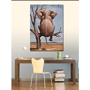Kanvas Tablo Ağaçta Oturan Fil 70x100 cm
