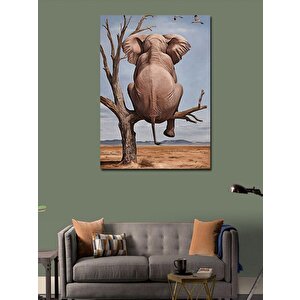 Kanvas Tablo Ağaçta Oturan Fil 70x100 cm