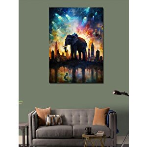 Kanvas Tablo Şehirdeki Fil 100x140 cm