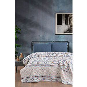 Anatolia %100 Pamuk Çift Kişilik Pike 200x230 Cm, Yazlık, Yumuşak Yatak Örtüsü, Çok Amaçlı Pike Mavi