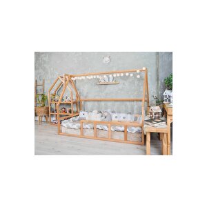 Ahşap Montessori Karyola Masif Ahşap Karyola Opmont-04 70x130 cm