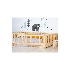 50 Cm Korkuluklu Montessori Karyola - Ahşap Çocuk Karyolası - Opmont-15