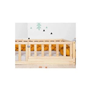50 Cm Korkuluklu Montessori Karyola - Ahşap Çocuk Karyolası - Opmont-15