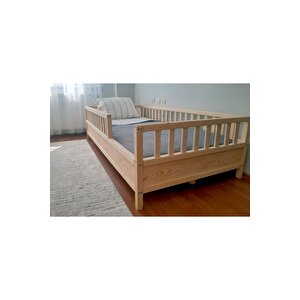 Montessori Çocuk Karyola - Montessori Yatak - Ahşap Karyola - 45 Cm Korkuluklu - Oppipo56