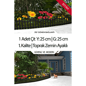 Dekoratif Plastik Bahçe Çiti Ve Peyzaj Çiti 1 Adet Çi̇t (y: 25 Cm / G: 25 Cm) Toprak Ayaklı - Siyah Siyah