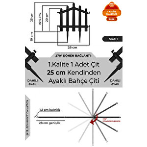 Dekoratif Plastik Bahçe Çiti Ve Peyzaj Çiti 1 Adet Çi̇t (y: 25 Cm / G: 25 Cm) Toprak Ayaklı - Siyah Siyah