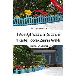 Dekoratif Plastik Bahçe Çiti Ve Peyzaj Çiti 1 Adet Çi̇t (y: 25 Cm / G: 25 Cm) Toprak Ayaklı - Bodrum Mavi Bodrum Mavi