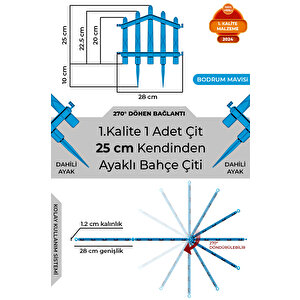 Dekoratif Plastik Bahçe Çiti Ve Peyzaj Çiti 1 Adet Çi̇t (y: 25 Cm / G: 25 Cm) Toprak Ayaklı - Bodrum Mavi Bodrum Mavi