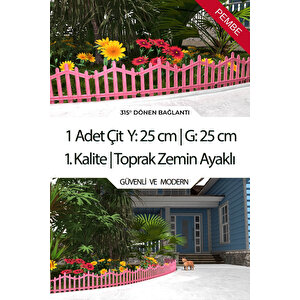 Dekoratif Plastik Bahçe Çiti Ve Peyzaj Çiti 1 Adet Çi̇t (y: 25 Cm / G: 25 Cm) Toprak Ayaklı - Pembe Pembe
