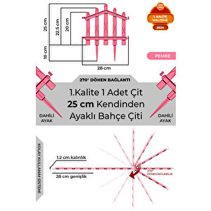 Dekoratif Plastik Bahçe Çiti Ve Peyzaj Çiti 1 Adet Çi̇t (y: 25 Cm / G: 25 Cm) Toprak Ayaklı - Pembe Pembe