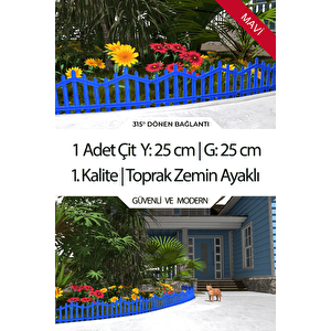 Dekoratif Plastik Bahçe Çiti Ve Peyzaj Çiti 1 Adet Çi̇t (y: 25 Cm / G: 25 Cm) Toprak Ayaklı - Mavi Mavi