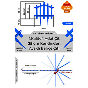 Dekoratif Plastik Bahçe Çiti Ve Peyzaj Çiti 1 Adet Çi̇t (y: 25 Cm / G: 25 Cm) Toprak Ayaklı - Mavi Mavi