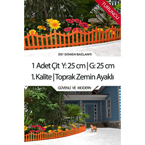 Dekoratif Plastik Bahçe Çiti Ve Peyzaj Çiti 1 Adet Çi̇t (y: 25 Cm / G: 25 Cm) Toprak Ayaklı - Turuncu Turuncu