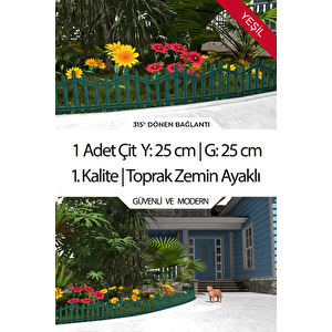 Dekoratif Plastik Bahçe Çiti Ve Peyzaj Çiti 1 Adet Çi̇t (y: 25 Cm / G: 25 Cm) Toprak Ayaklı - Yeşil Yeşil