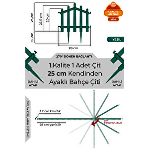 Dekoratif Plastik Bahçe Çiti Ve Peyzaj Çiti 1 Adet Çi̇t (y: 25 Cm / G: 25 Cm) Toprak Ayaklı - Yeşil Yeşil