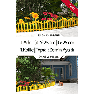 Dekoratif Plastik Bahçe Çiti Ve Peyzaj Çiti 1 Adet Çi̇t (y: 25 Cm / G: 25 Cm) Toprak Ayaklı - Sarı Sarı