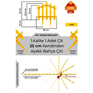 Dekoratif Plastik Bahçe Çiti Ve Peyzaj Çiti 1 Adet Çi̇t (y: 25 Cm / G: 25 Cm) Toprak Ayaklı - Sarı Sarı