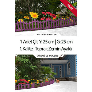 Dekoratif Plastik Bahçe Çiti Ve Peyzaj Çiti 1 Adet Çi̇t (Y: 25 Cm / G: 25 Cm) Toprak Ayaklı - Mor Mor