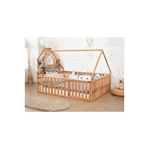 Ahşap Montessori Karyola - Masif Ahşap Karyola - Montessori Çocuk Ve Bebek Yatak Opmont-13 70x130 cm