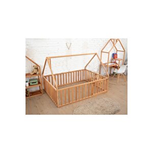 Ahşap Montessori Karyola - Masif Ahşap Karyola - Montessori Çocuk Ve Bebek Yatak Opmont-13 70x130 cm