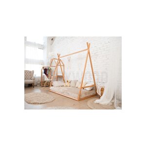 Ahşap Montessori Karyola - Masif Ahşap Karyola - Montessori Çocuk Ve Bebek Yatak Opmont-07 80x180 cm