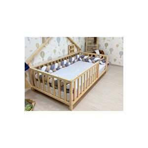 Ahşap Montessori Karyola - Masif Ahşap Karyola - Montessori Çocuk Ve Bebek Yatak Opmont-10 70x130 cm