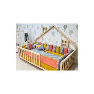 Ahşap Montessori Karyola - Masif Ahşap Karyola - Montessori Çocuk Ve Bebek Yatak Opmont-10 70x130 cm