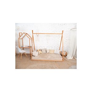 Ahşap Montessori Karyola - Masif Ahşap Karyola - Montessori Çocuk Ve Bebek Yatak Opmont-07 90x190 cm
