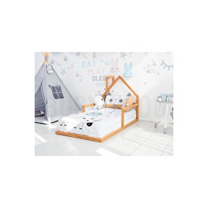 Ahşap Montessori Karyola - Masif Ahşap Karyola - Montessori Çocuk Ve Bebek Yatak Opmont-01 80x180 cm