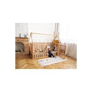 Ahşap Montessori Karyola - Masif Ahşap Karyola - Montessori Çocuk Ve Bebek Yatak Opmont-05