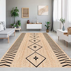 Dijital Baskı Hasır Desen Halı, İskandinav Halı, Salon Halısı, Yıkanabilir Halı, Kaymaz Taban, Mutfak Halısı, Yolluk, Ev Dekorasyonu 100x250 cm
