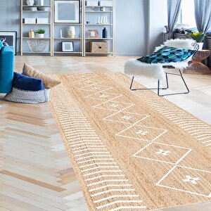 Dijital Baskı Hasır Desen Halı, İskandinav Halı, Salon Halısı, Yıkanabilir Halı, Kaymaz Taban, Mutfak Halısı, Yolluk, Ev Dekorasyonu 80x150 cm