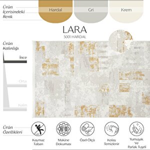 Lara 5001 Hardal Salon Halısı Kaymaz Taban Koridor Halısı Kesme Yolluk Yatak Odası Halısı 100x300 cm