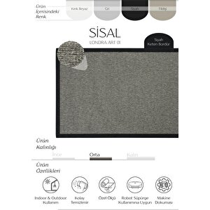 Londra Art 01 Hasır Dokulu Balkon Halısı İthal Sisal Halı Yolluk Bordürlü Mutfak Halısı 100x300 cm