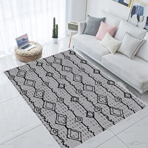 Etnik Desen Halı, Gri Renk Halı, Salon Halısı, Yıkanabilir, Kaymaz Taban, Mutfak Halısı, Yolluk,