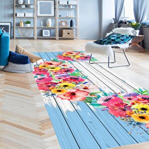 Çiçek Desen Koridor Halısı, Dekoratif Yolluk, Koridor Halısı, Uzun Halı, Antre Halı, Çiçekli Halı, 100x300 cm