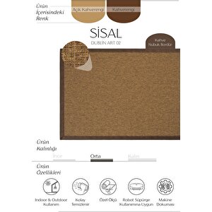 Dublin Art 02 Hasır Dokulu Balkon Halısı İthal Sisal Halı Yolluk Bordürlü Mutfak Halısı 80x250 cm