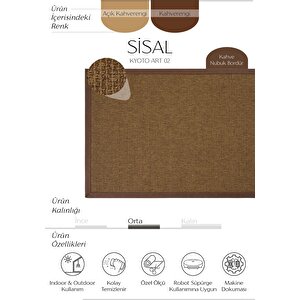 Kyoto Art 02 Hasır Dokulu Balkon Halısı İthal Sisal Halı Yolluk Bordürlü Mutfak Halısı 120x450 cm