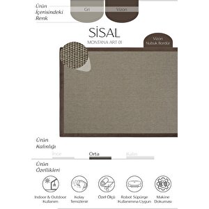 Montana Art 01 Hasır Dokulu Balkon Halısı İthal Sisal Halı Yolluk Bordürlü Mutfak Halısı 100x300 cm