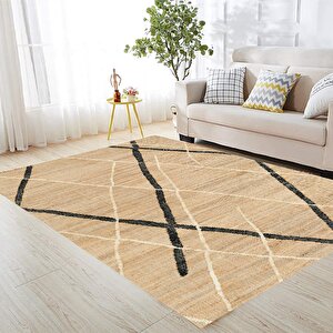 Dijital Baskı Hasır Desen Halı, İskandinav Halı, Salon Halısı, Yıkanabilir Halı, Kaymaz Taban, Mutfak Halısı, Yolluk, Ev Dekorasyonu 130x180 cm