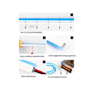 Sb-6503 Neon Led Şerit Seti 5 Metre Mor Işık Butonlu Ve Adaptör