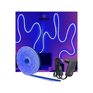 Sb-6503 Neon Led Şerit Seti 2.5 Metre Mavi Işık Butonlu Ve Adaptör Mavi