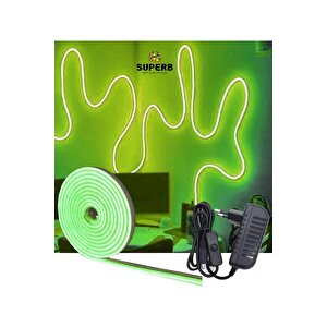 Sb-6503 Neon Led Şerit Seti 5 Metre Yeşil Işık Butonlu Ve Adaptör Yeşil