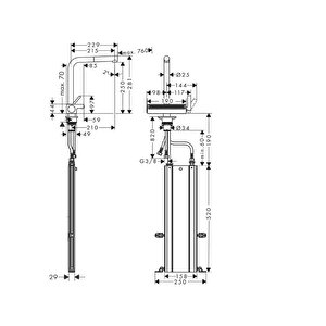 Hansgrohe Aquno Select M81 Eviye Bataryası 250 Spiralli 2jet Sbox Krom 73830000