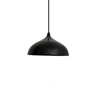Retro Siyah Eskitme Desenli Dekoratif Tekli Rustik Metal Sarkıt Avize 43 Cm