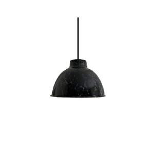 Rsylight Retro Siyah Üzeri Beyaz Desenli Dekoratif Tekli Rustik Metal Sarkıt Avize 43 Cm