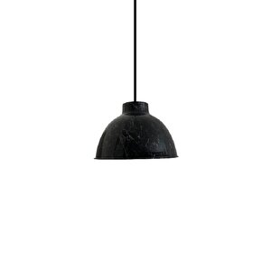 Rsylight Retro Siyah Üzeri Beyaz Desenli Dekoratif Tekli Rustik Metal Sarkıt Avize 43 Cm